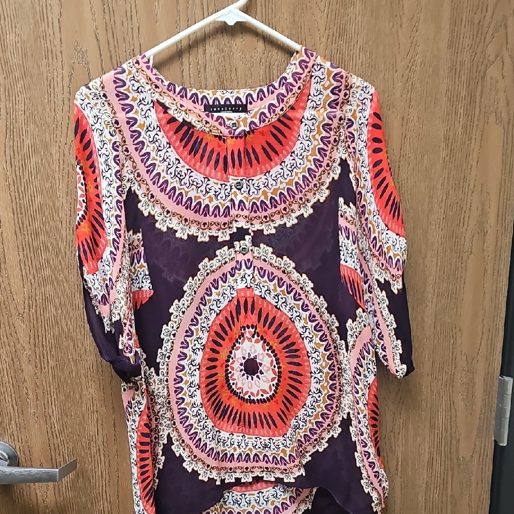 Sanctuary Purple Tunic with Orange Medallion Print